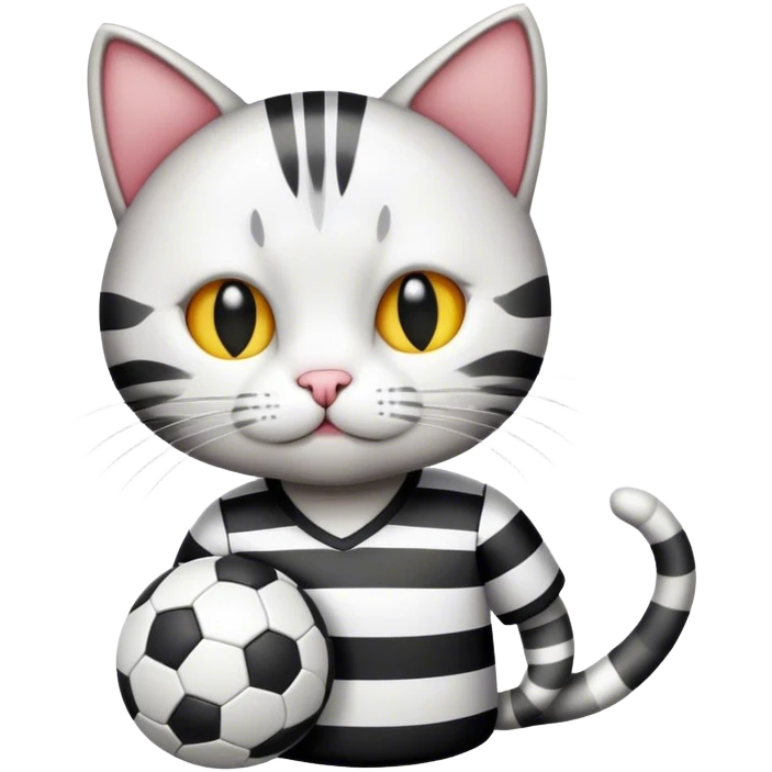 cat wearing black and white stripped football shirt emoji