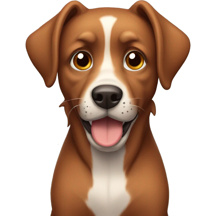 Perro marron claro con orejas un poco caídas, ojos y nariz marron emoji