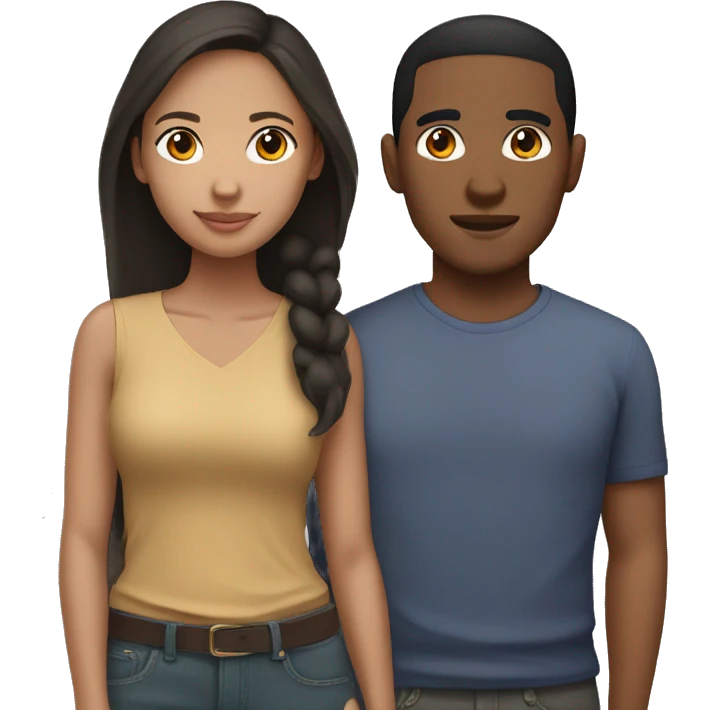 Light skin Filipino Man and Dark Brown Skin Woman Couple  emoji