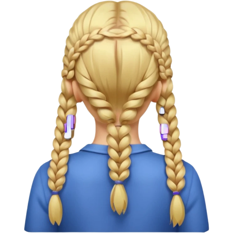 fille de dos avec deux tresses blonde emoji