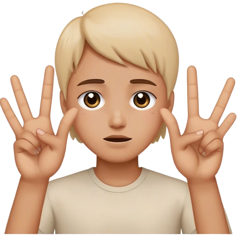 teary eyed emoji with peace sign hands emoji