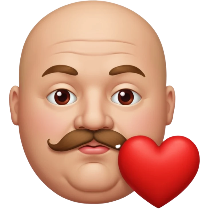 Fat guy bald head mustache kissing heart emoji