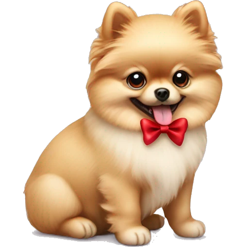 Pomeranian dog puppy with red bow collar emoji