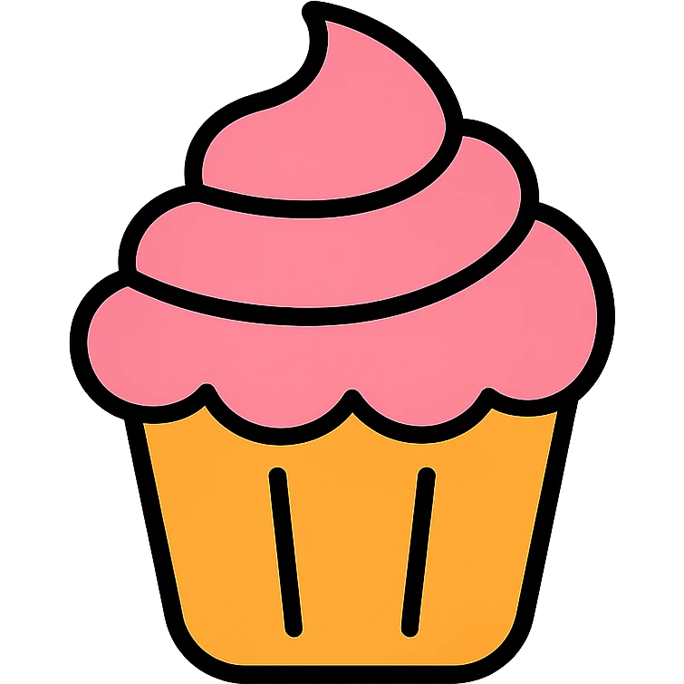 color outline icon of a cupcake with pink icing emoji
