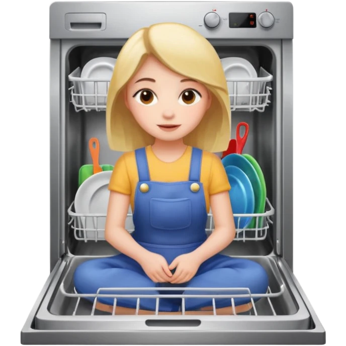 girl sitting in a dishwasher emoji