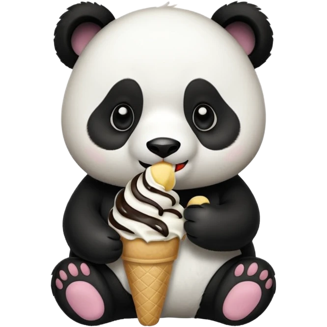 Panda eating ice cream emoji