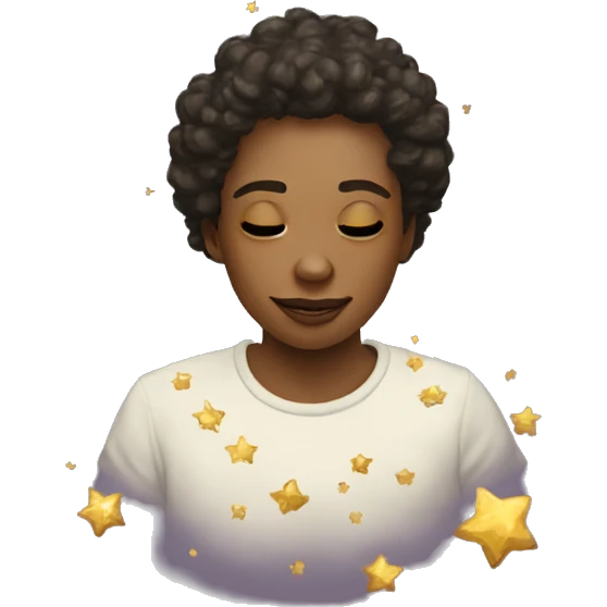 Person wearing t shirt filled with vintage detailed golden stars galaxies celestial emoji