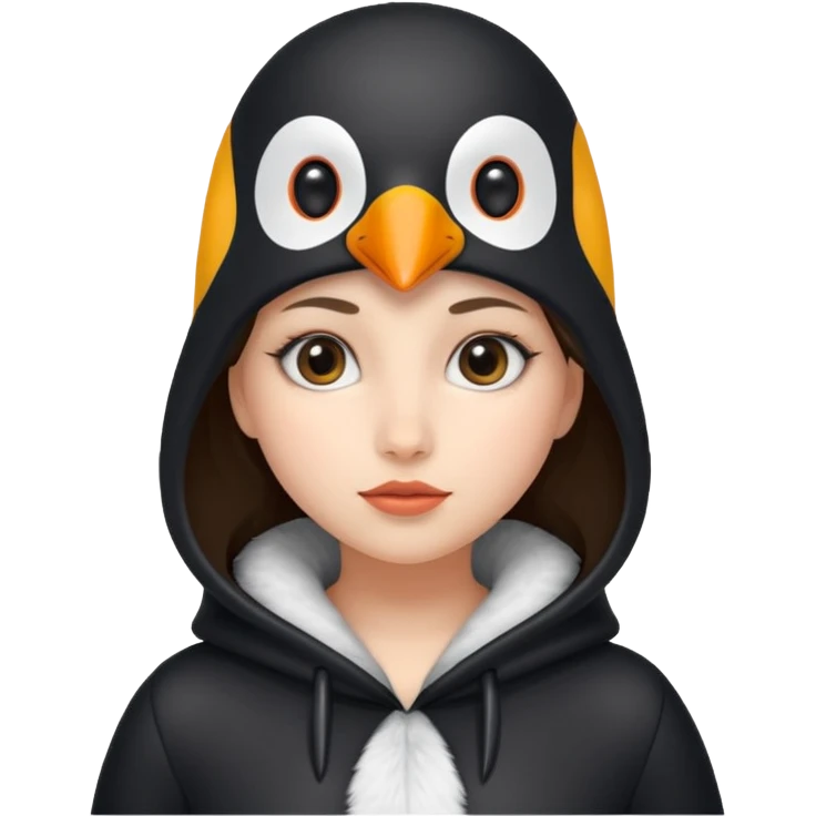 A girl with penguin outfit  emoji