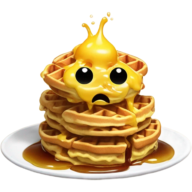 Monster made out of waffles and eggs dripping in syrup  emoji