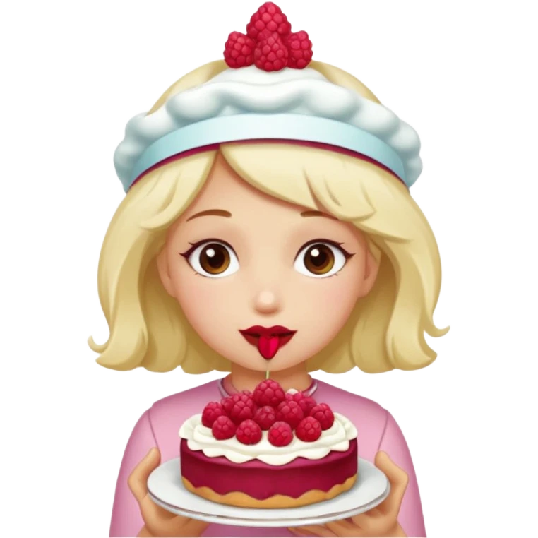 Raspberry torte human full body and legs girl with a raspberry barrette on her head emoji