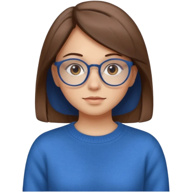 A girl with straight brown hairs and beige roundish glasses emoji