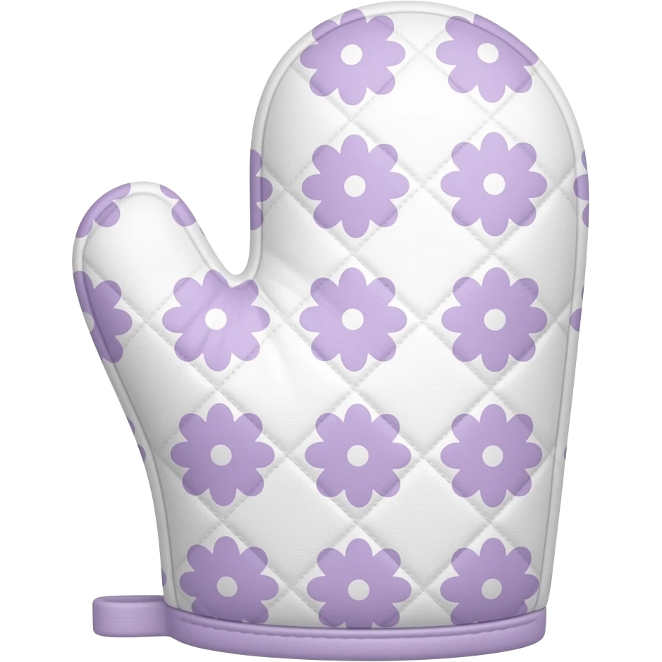 oven mitt floral print white and lilac small emoji