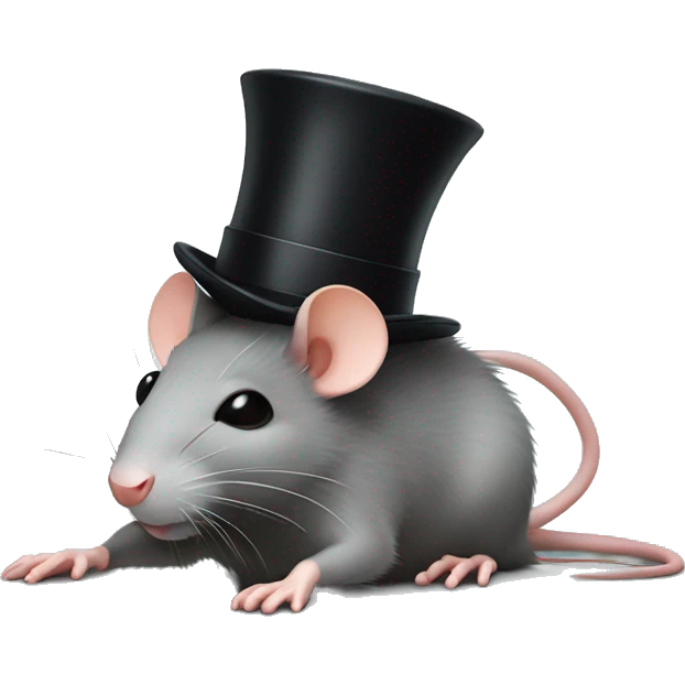 Rat with a top hat and is laying on the ground sleeping emoji