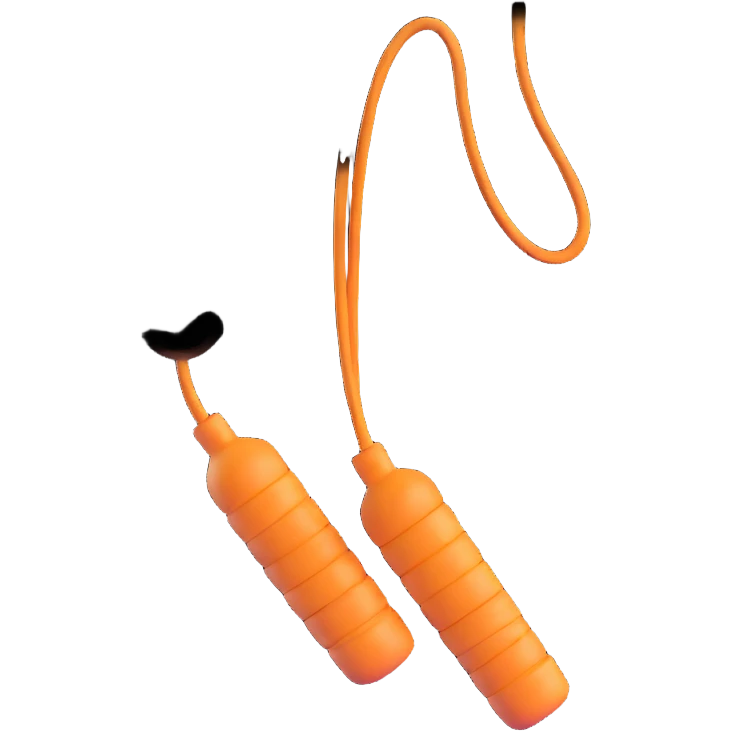 Jump rope gym equipment floating in the air, bright colors emoji