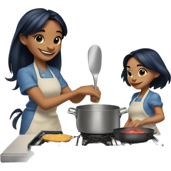 Lilo & Stitch cooking together  emoji