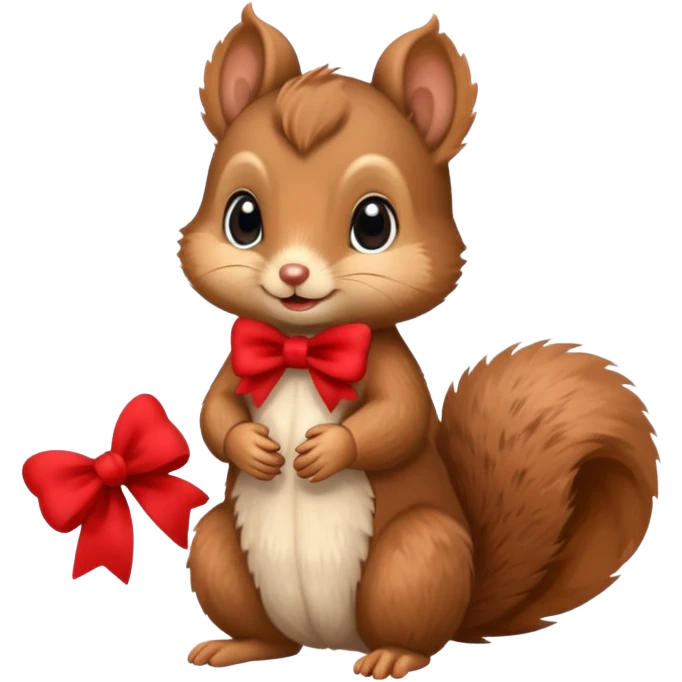 baby squirrel with a tiny red bow emoji