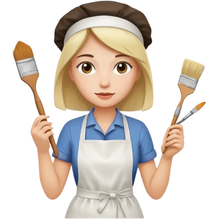 woman-artist in a white apron emoji