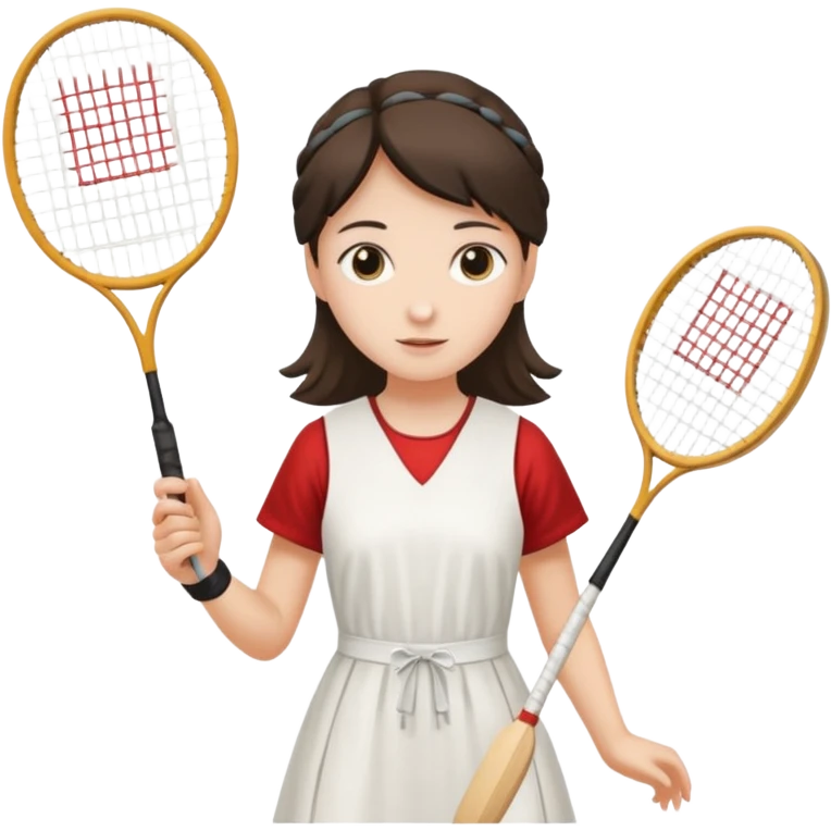 ancient hanbook girl with 1 badminton racket emoji
