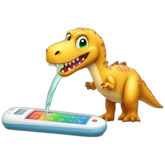 sick dinosaur with thermometer emoji