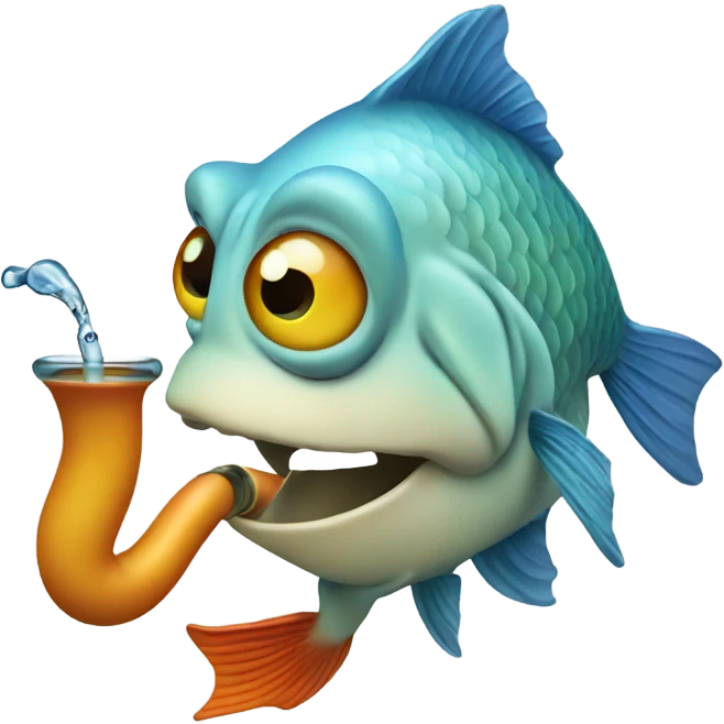 fish holding a waterpipe  emoji