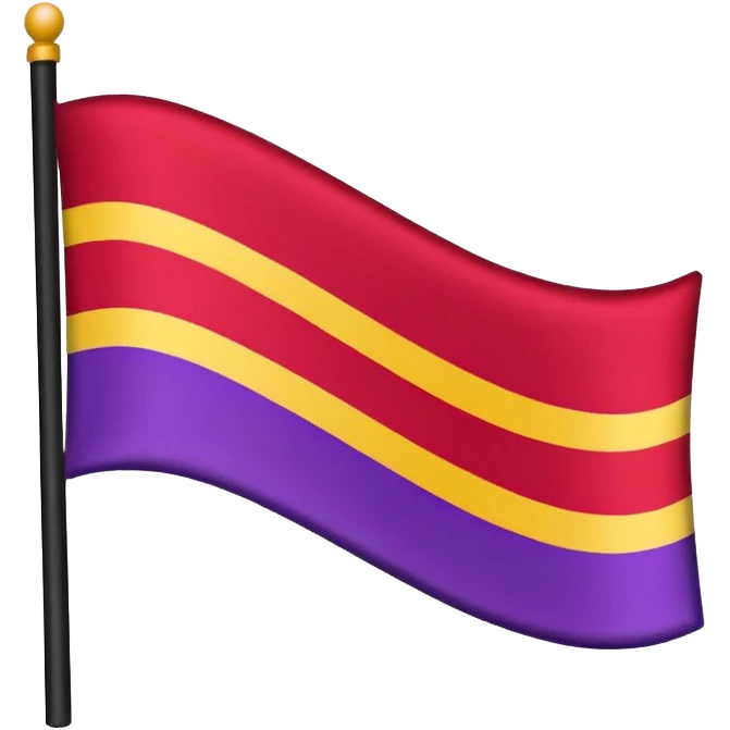 The emoji of a flag with three horizontal bars. The top bar is black, the middle bar is white, and the bottom bar is split in half. The bottom left is purple, and the bottom right is red emoji