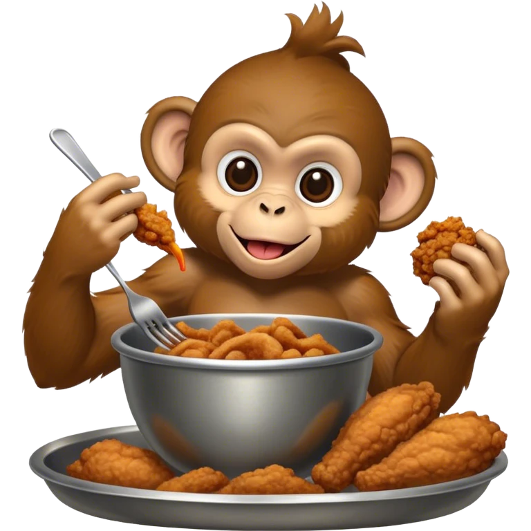 monkey eating fried chicken out of a bowl emoji