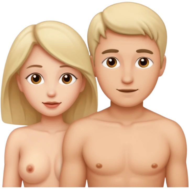 A naked woman and man in the 69 position emoji
