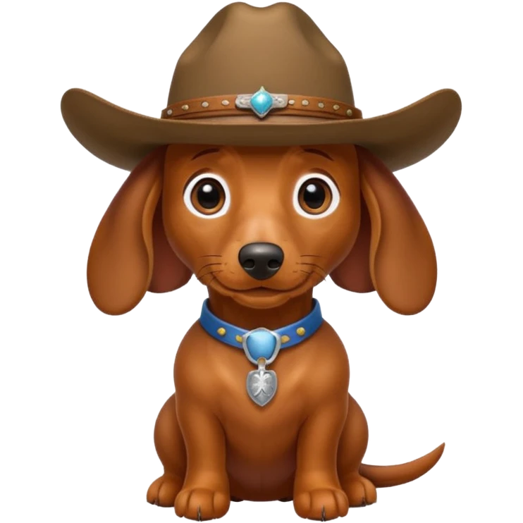 A dachshund ￼dog with a cowboy hat  emoji