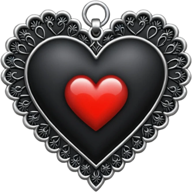 goth heart with a black lace heart charm emoji