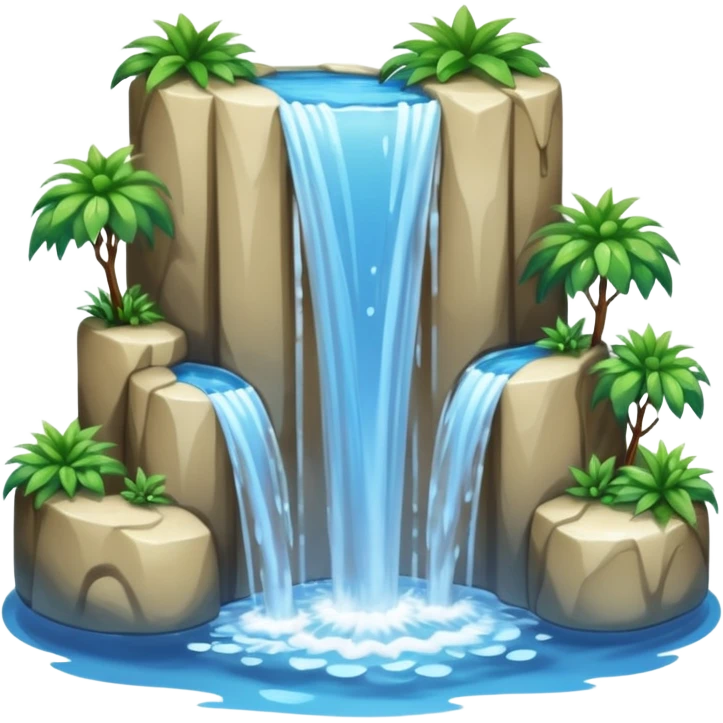 Tall stream of water cascading into a pool. emoji