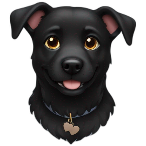 Black dog in love emoji