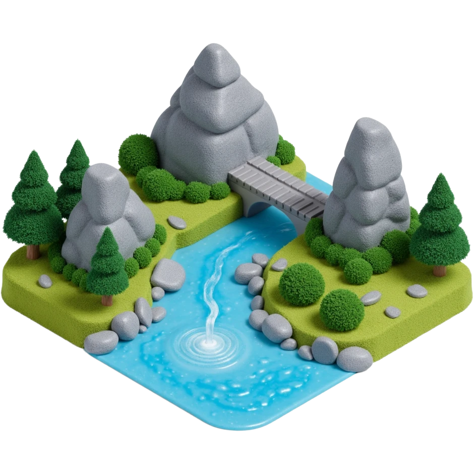 mountains with river flowing and sub emoji