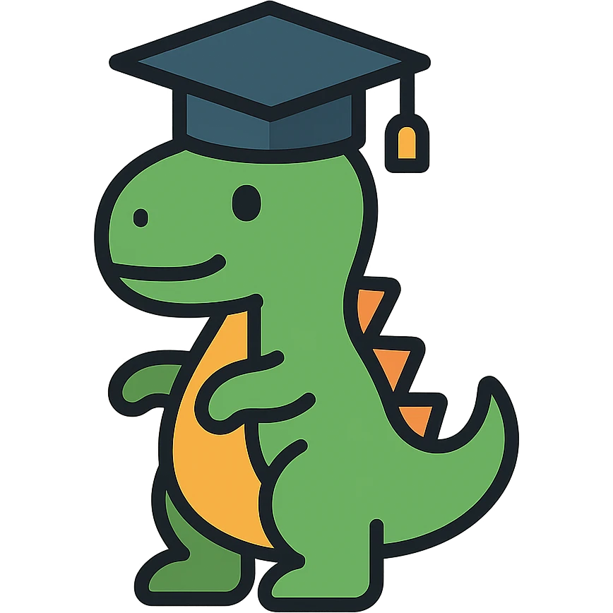 dinosaurio con gorro de grado, estilo icono lineal colorido emoji