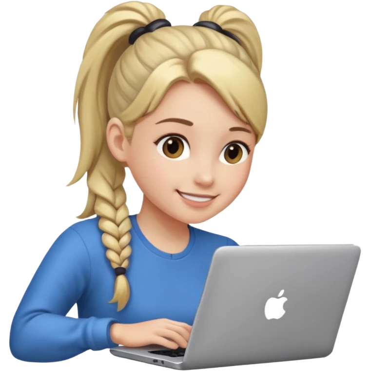 girl with ponytail using laptop emoji