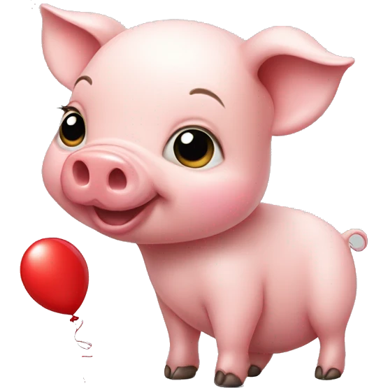 Baby pig with red balloon emoji