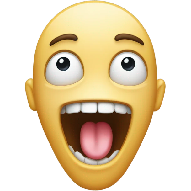 tongue covering first two top teeth eyes wide open and slightly smiling  emoji