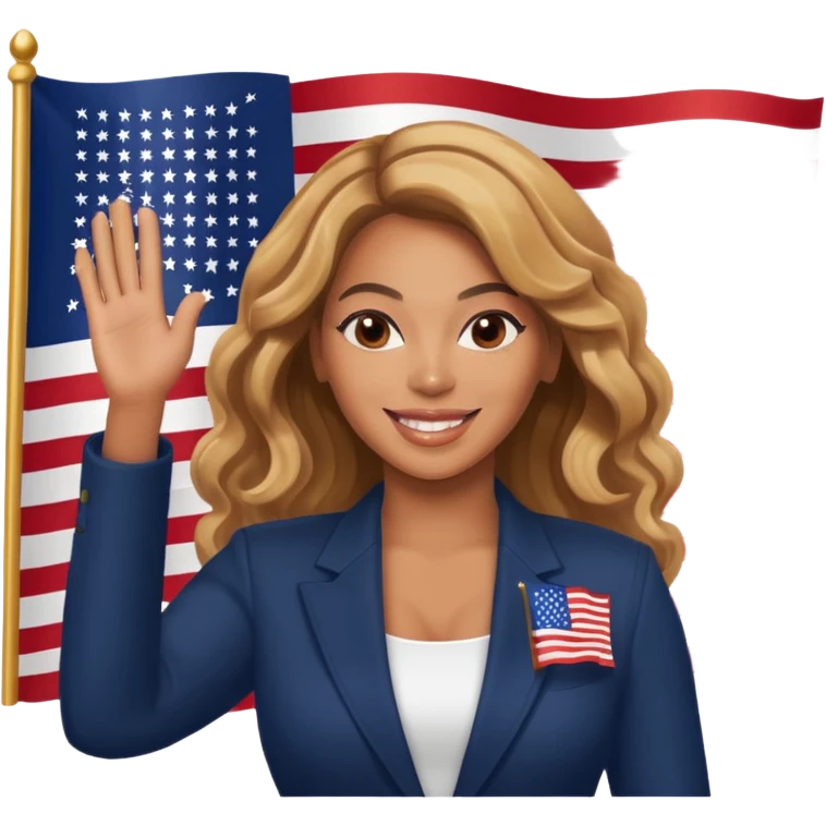 Beyonce with waving merican flag emoji