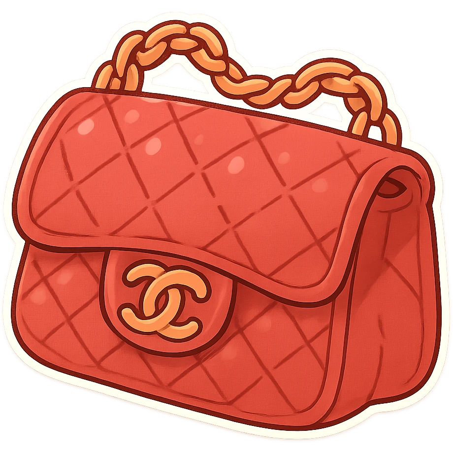 cute and exaggerated red Chanel purse emoji