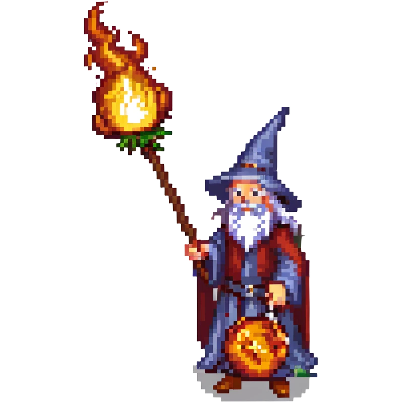 A D&D wizard casting a fireball from a staff with the text "иди нахуй" with a dark background emoji