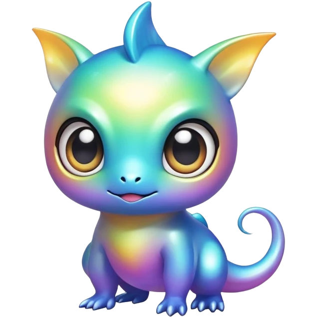 Randomly-colored colorful iridescent chibi Fakémon-creature emoji