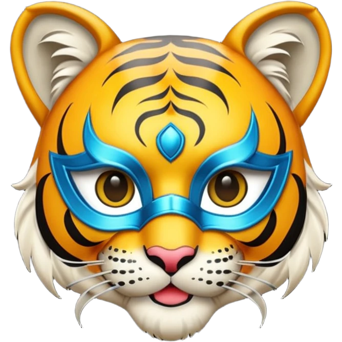 tiger with glamorous masquerade mask emoji