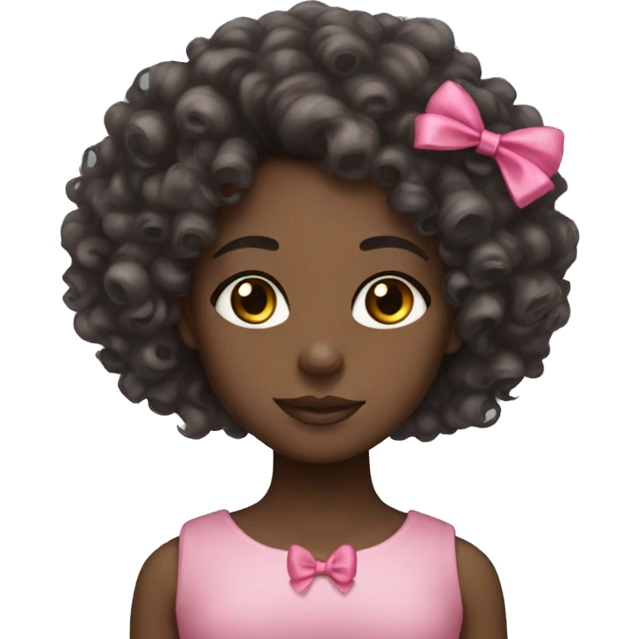 black girl curly hair pink bow emoji