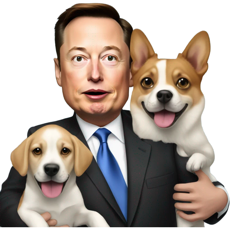 Elon Musk getting doggies by Donald Trump emoji