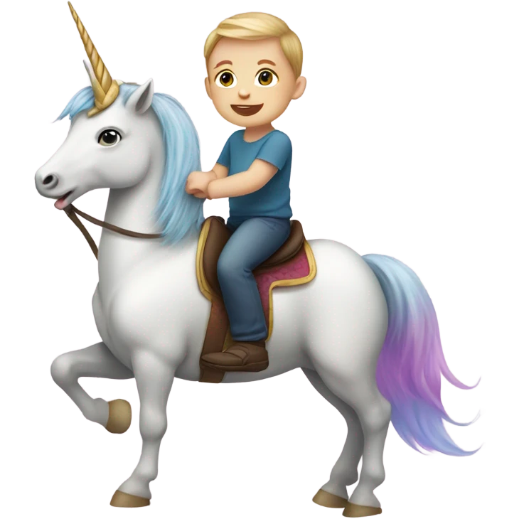 Kid with down syndrome on a unicorn emoji