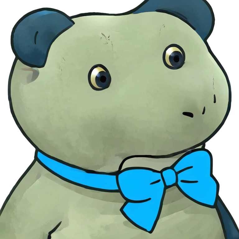 White teddy bear with a blue bow  emoji