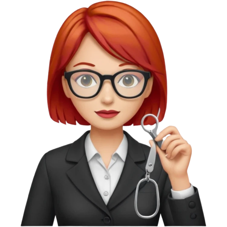 tailor woman with red hair and glasses emoji