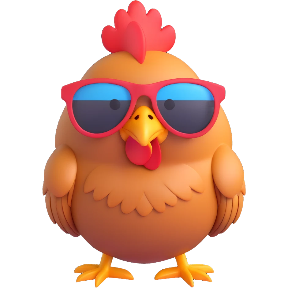 chicken in sunglasses, exuding cool attitude emoji