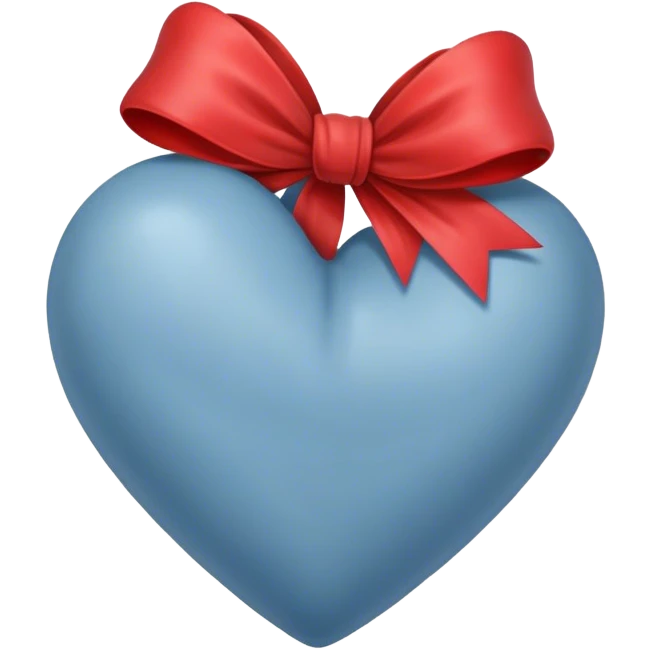 Dusty blue heart with a bow wrapped around it emoji
