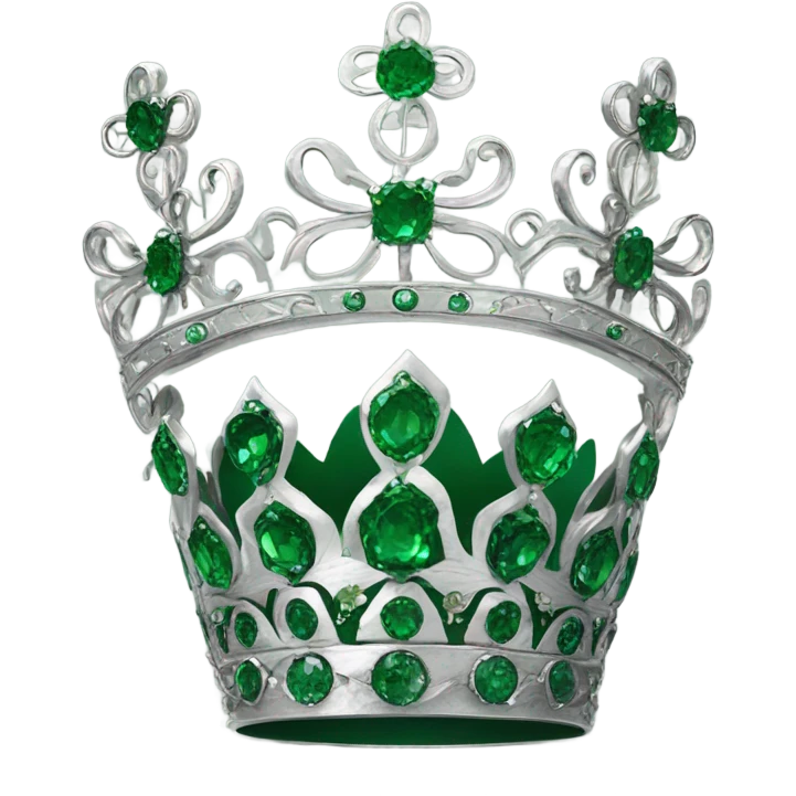 Silver crown with flowers made of emeralds emoji