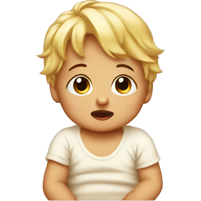 Baby is sitting while crying emoji